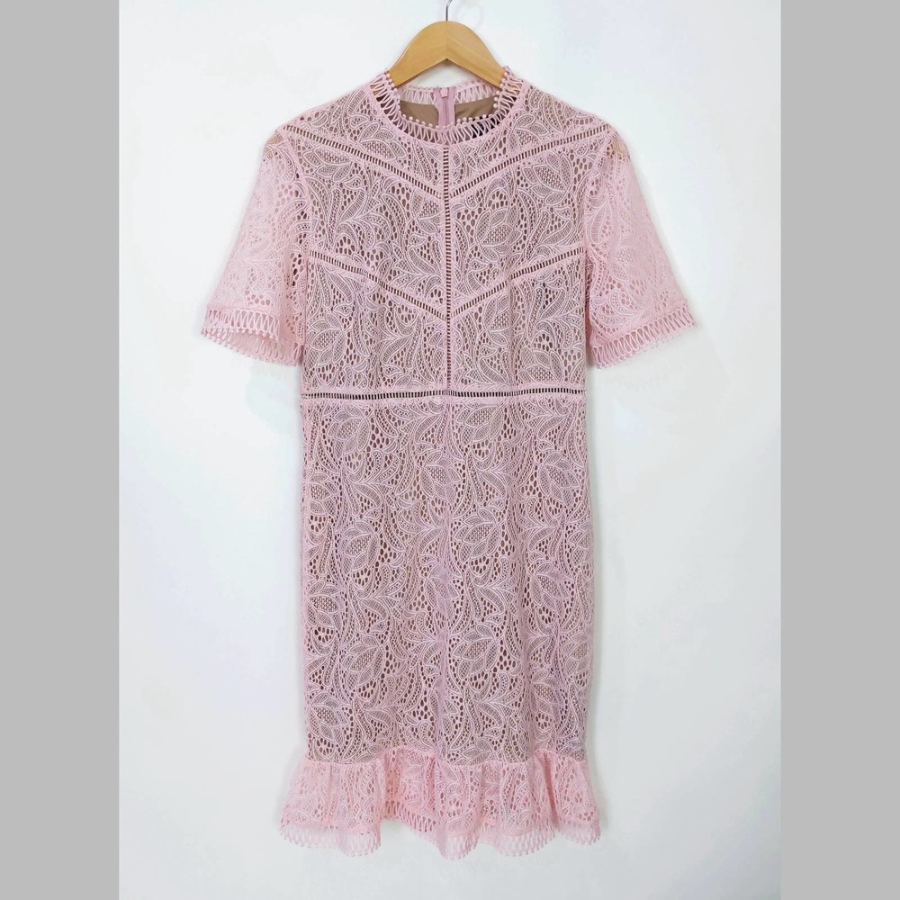 Bardot Theodora Lace Sheath Mini Dress In Soft Pink Wedding Preppy Party